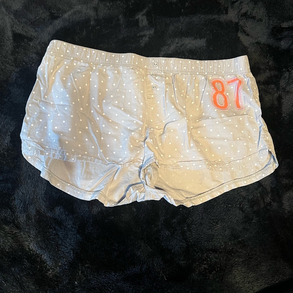 Gray and white polka dot Aeropostale pajama shorts